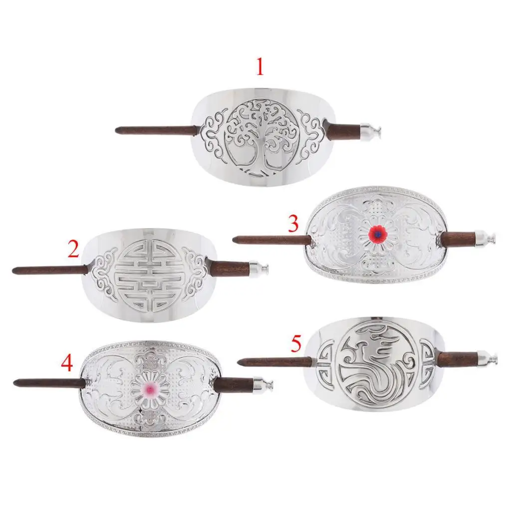 إكسسوارات شعر على شكل عصا شعر معدنية منحوتة يدويًا على الطراز العتيق #5