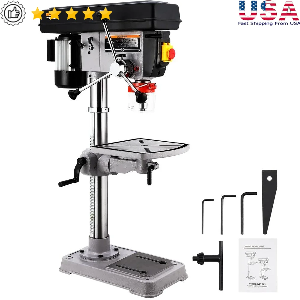 

15in Benchtop Drill Press 7.5A Pure Copper Motor 2883084 RPM Variable Speed Cast Iron Precision Drill Machine with Accessories