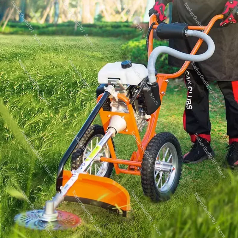 Grass mower gasoline hand push two stroke small multifunctional agricultural weeding machine for harvesting household weeding