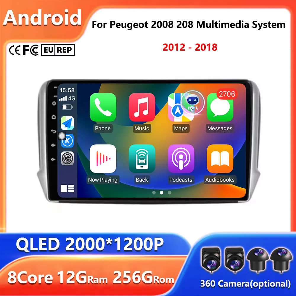 

Мультимедийная система Android 16 для Peugeot 2008 208 (2012-2018) с GPS-навигацией, автомагнитолой, Wi-Fi, 4G, FM и CarPlay