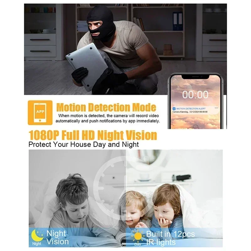 شاومى-كاميرا واي فاي لاسلكية صغيرة, P, منزلية, صغيرة, مطورة, كشف حركة الحيوانات الأليفة, تنبيهات أمنية, كاميرا رؤية ليلية, خارجية