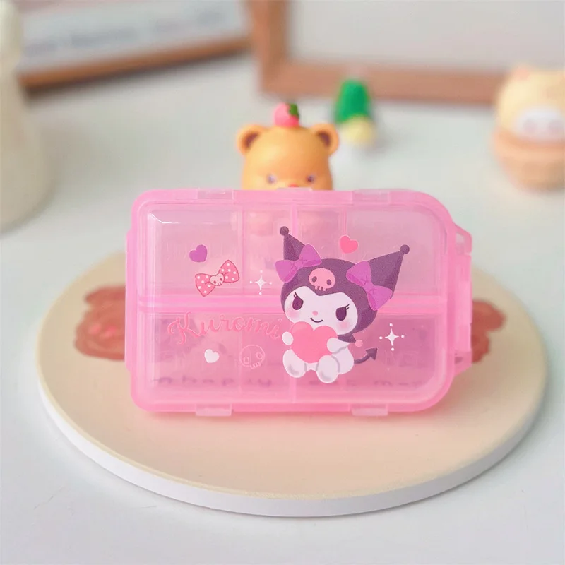 Kawaii Hello Kitty My Melody Kuromi Cartoon Draagbare Verzegelde Medicijndoos Anime Sanrio Meisje Hart Leuke Wegwerp Medicijndoos