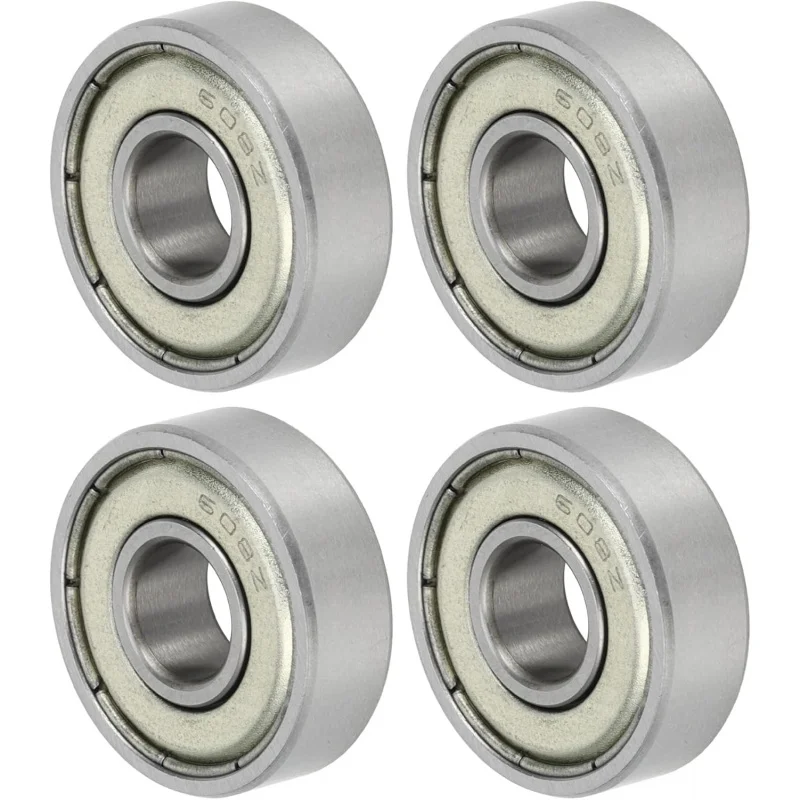 608ZZ Deep Groove Ball Bearings P5 8x22x7mm Lubricated Bearings Double Metal Seal Silver Tone Scooter Skateboard  - Pack of 4