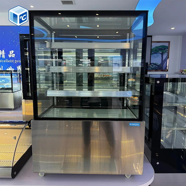 940x686x1415mm 3 Tier Commercial Cake Display Refrigerator Fan Cooling R290 3 Shelf LED Bakery Cafe Supermarket Display Case Set