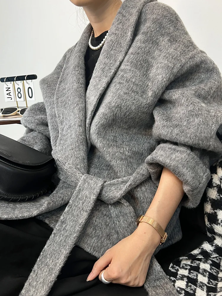 

Double-sided wool coat bathrobe Korean version slim 2024 autumn/winter new wool coat