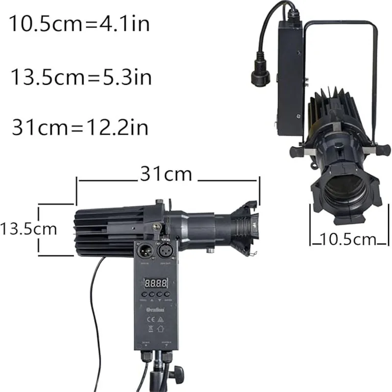 Fixed Degree Leko Ellipsoidal Lights 3200K or 5600K LED Profile Spotlight COB Gobo Follow Projector for Stage Lighting Museum