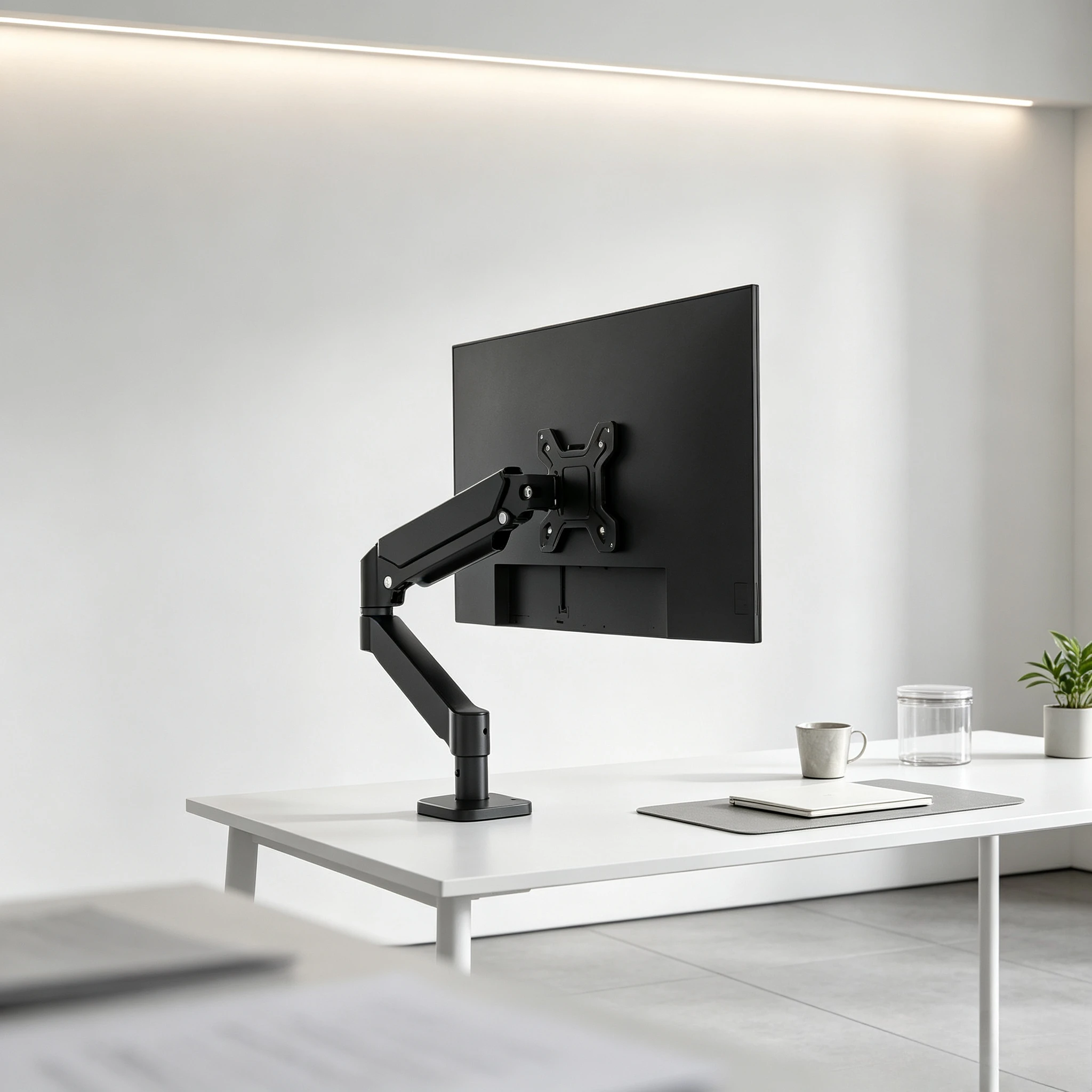 Gas Spring Monitor Mount Stand, Adjustable Swivel Desk Arm Bracket for Computer, Ergonomic Holder with Tilt, Pivot & Rotation.