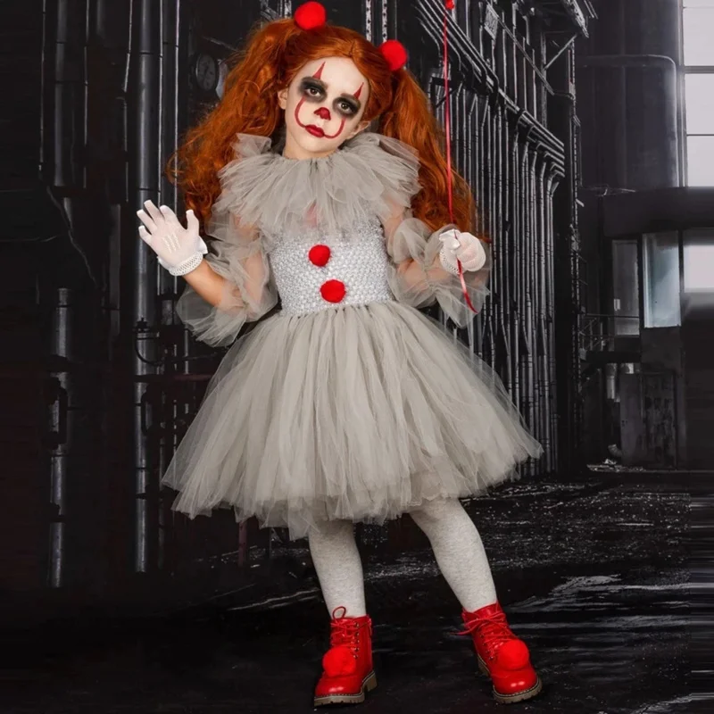 Meisjes Pennywise Fancy Tutu Jurk Kinderen Cosplay Enge Clown Halloween It Kostuum Meisje Carnaval Cosplay Feest Verkleedkleding