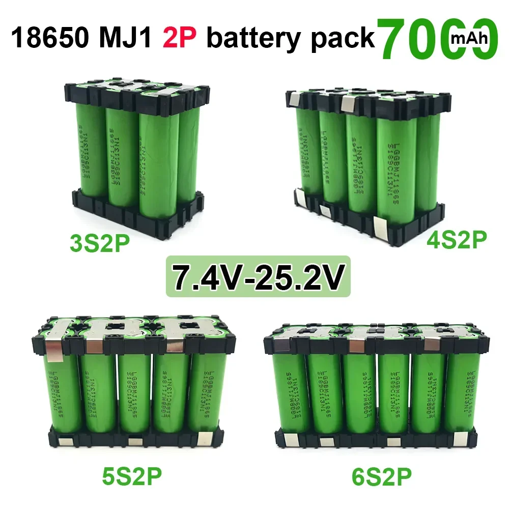 

3s2p 4s2p 5s2p 6s2p 18650 Battery Pack 7.4V to 25.2V 18650 MJ1 Battery 7000MAh for 18V Screwdriver Battery