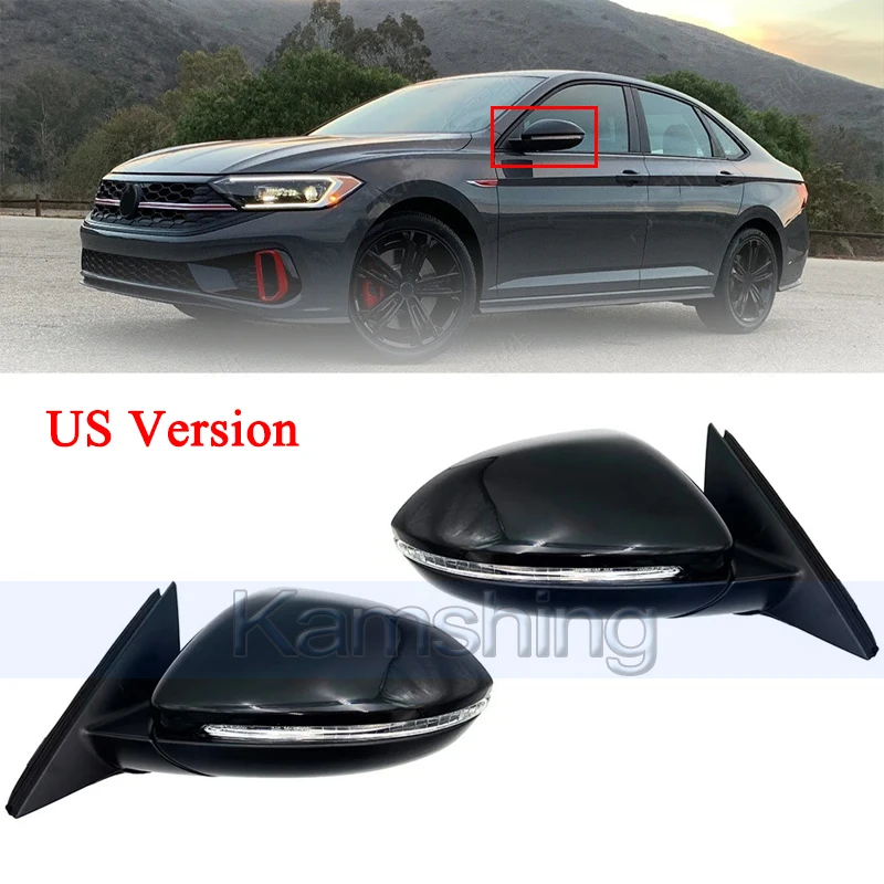 Kamshing 1pair 6+2 wires US Version Rearview Mirror Assembly For Volkswagen Jetta 2019-2025 Reversing Mirror Rear View Mirror