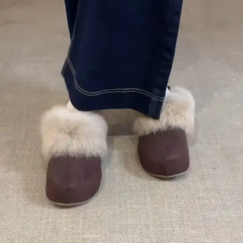2026 Autumn & Winter New Platform Thick-Soled Mule Furry Slippers - High-Heel, Warm Cotton Slippers for Indoor & Outdoor Wear view 6
