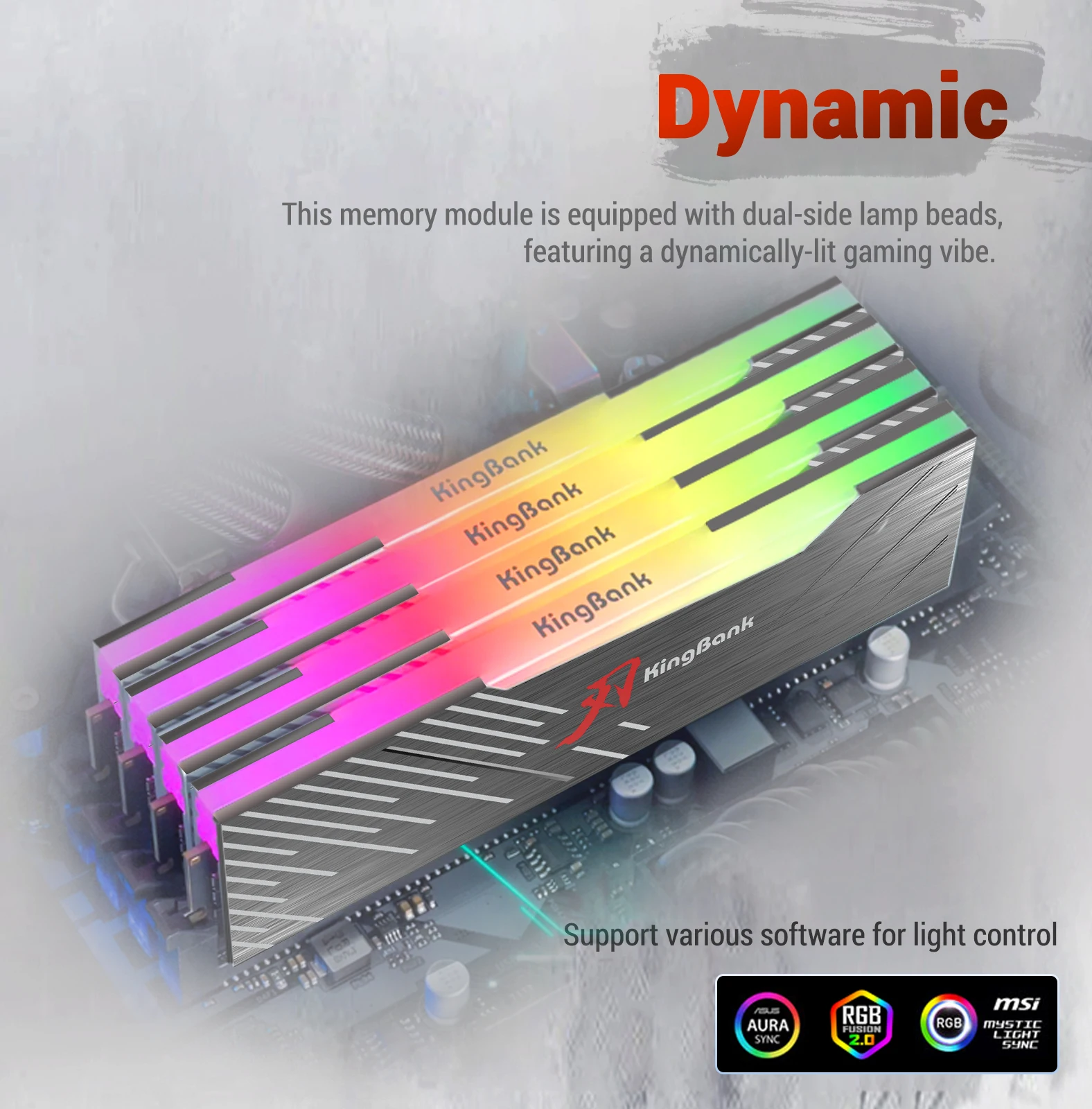 KingBank DDR5 noir RGB mémoire ram Hynix A die mémoire 64GB 32GB 32GBX2 6400MHz Performance pour ordinateur de bureau CL32 1.4V mémoire