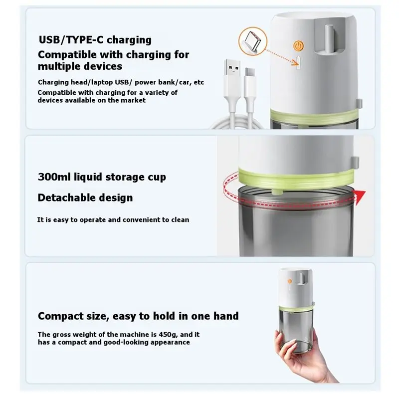 A21F-Upgraded Handheld Electric Suction Device 300Ml 3 Levels 5 L/Min For Oral Cleaning, Suctioning Residual Fluid Green