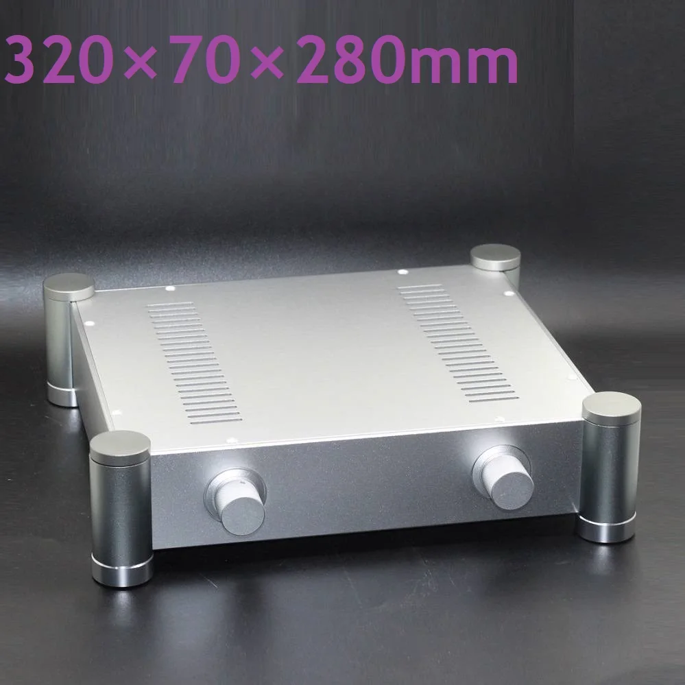 

W320 H70 D280 Aluminum PSU Pure Rear Case Tube DIY Preamplifier Chassis Dual Control Balanced Power Amplifier Enclosure DAC Box