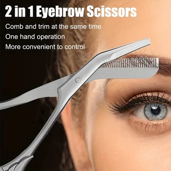 Eyebrow Scissors for Men And Women Makeup Tools One Metal Texture with Comb Eyebrow Razor…