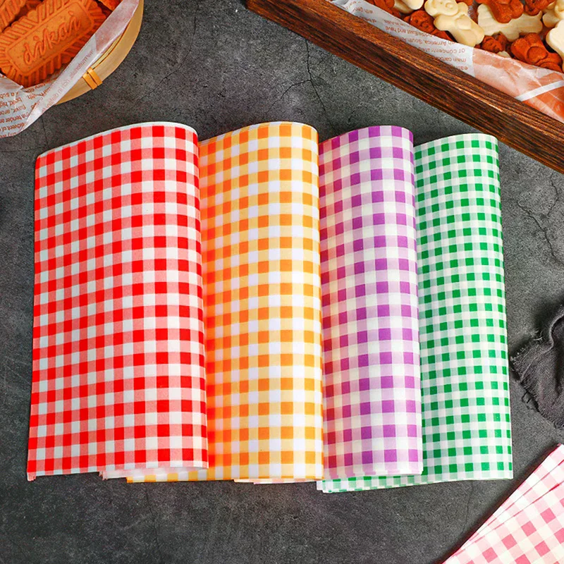 100Pcs Greaseproof Paper Liners Sandwich Wrapping Paper 7 Colors Wax Paper Sheets For BBQ Picnic Festival Party Fast Food