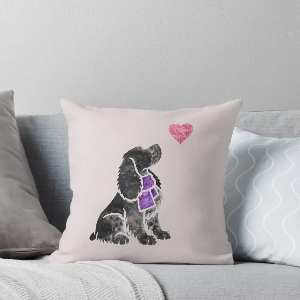 Watercolour English Cocker Spaniel (blue roan) Throw Pillow Luxury Living Room Decorative Cushions pillows decor home pillow