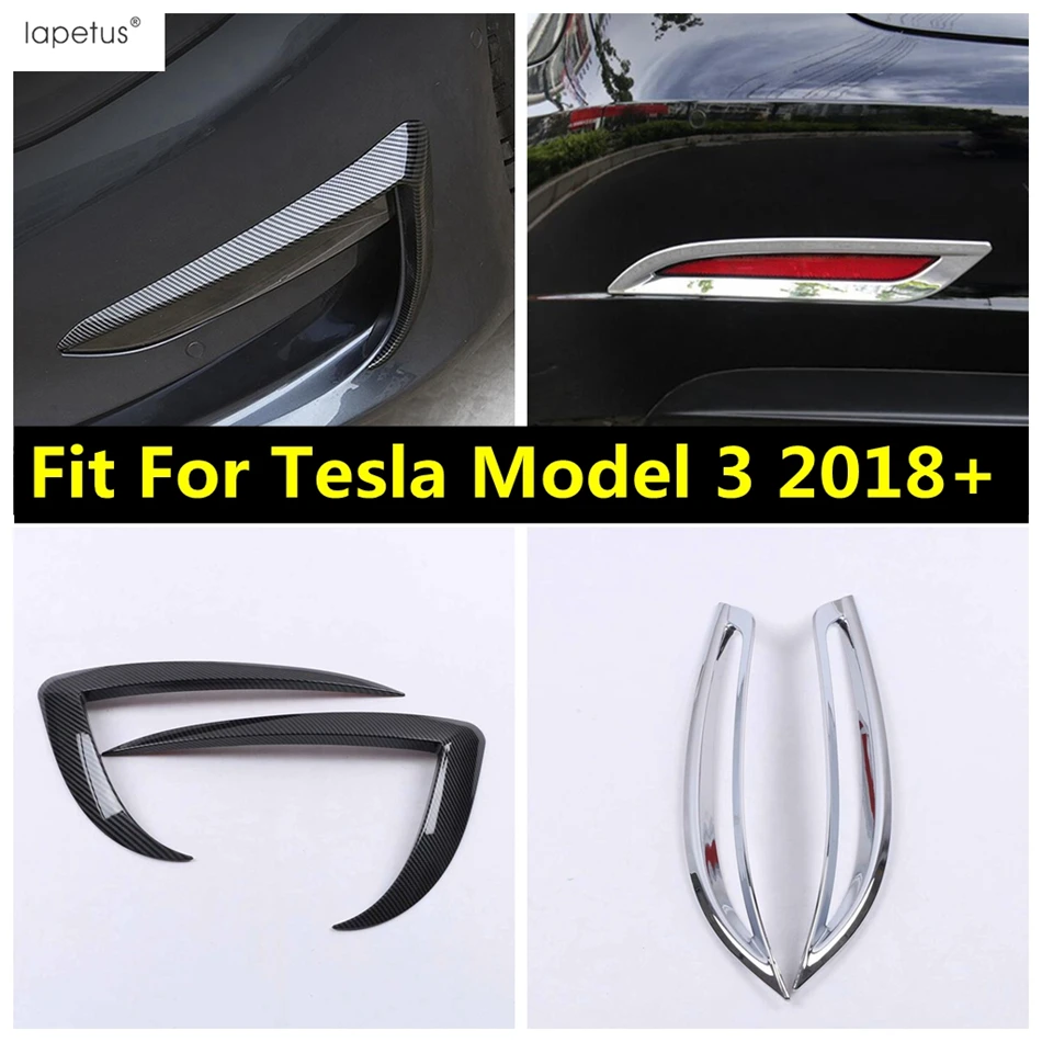 

Rear Front Fog Light Lamp Frame Eyebrow Blade Wind Knife Strip Cover Trim For Tesla Model 3 2018-2021 Carbon Fiber Accessories