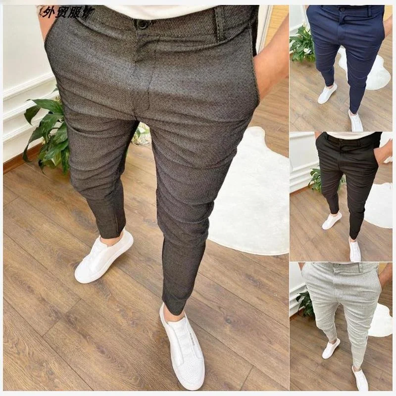 

Men's Casual Pants Overalls Trousers Faion 2024 mid Waist Slim Fit Long Pants Faionable Urban Sle High Elastici