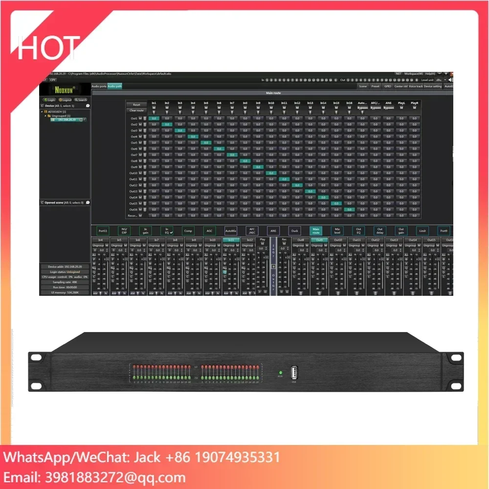Professional 16 In And 16 Out Auto Mixer Matrix Mixer DSP Audio Processor For Conference Room