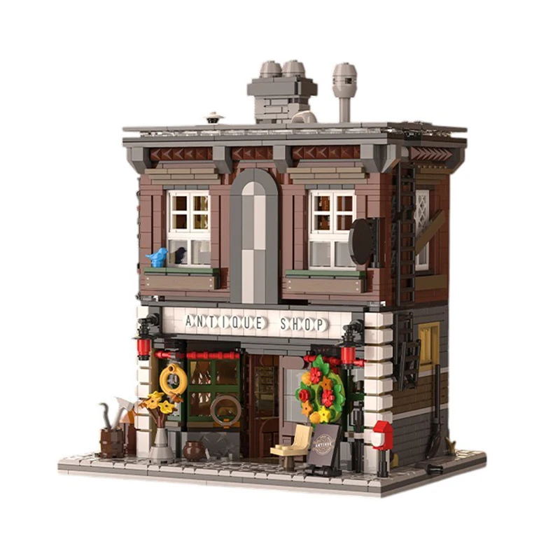 Antike Shop-Baumodellblöcke MOC 66055, europäische Stadt, Street View, Store, Architektur, Ziegel,