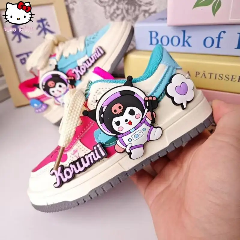 Kawaii الفتيات Kuromi أحذية رياضية أنيمي الربيع الصيف الكرتون جديد أبي أحذية سانريو أحذية مجلس عادية خفيفة الوزن لينة وحيد الأحذية