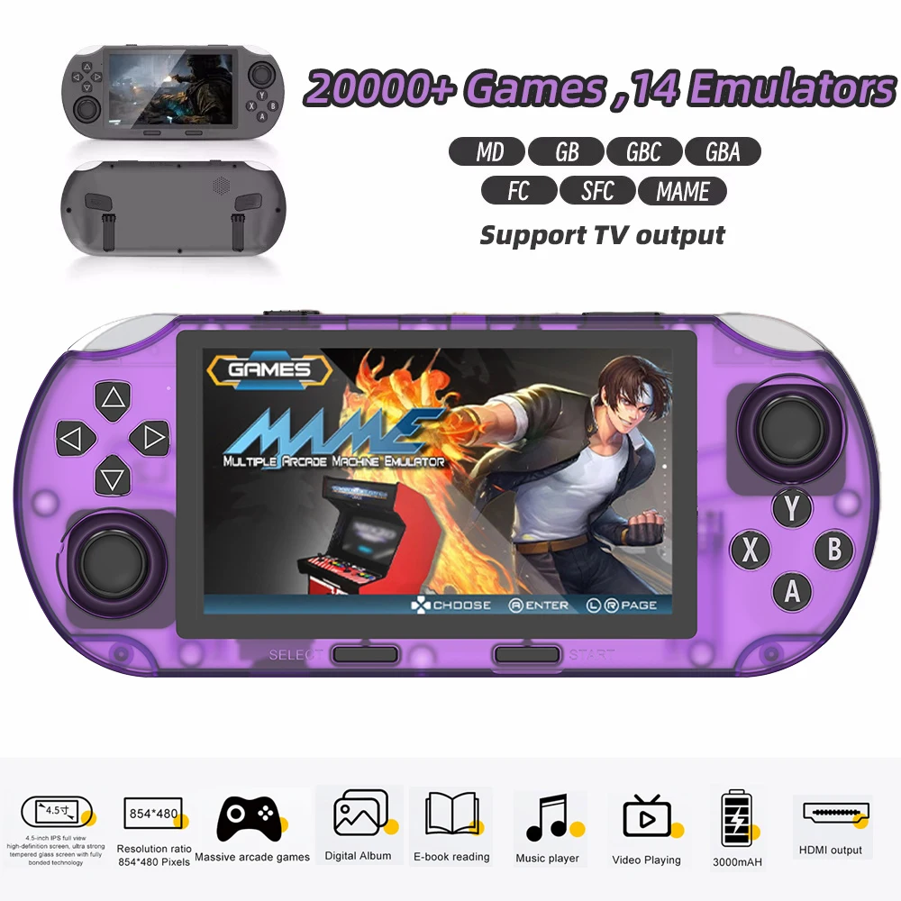 وحدة تحكم ألعاب ريترو SF3000HD جديدة، مدمجة في 2 وات + ألعاب، تدعم مخرج التلفزيون، 14 جهاز محاكاة، تدعم الاستماع إلى الموسيقى