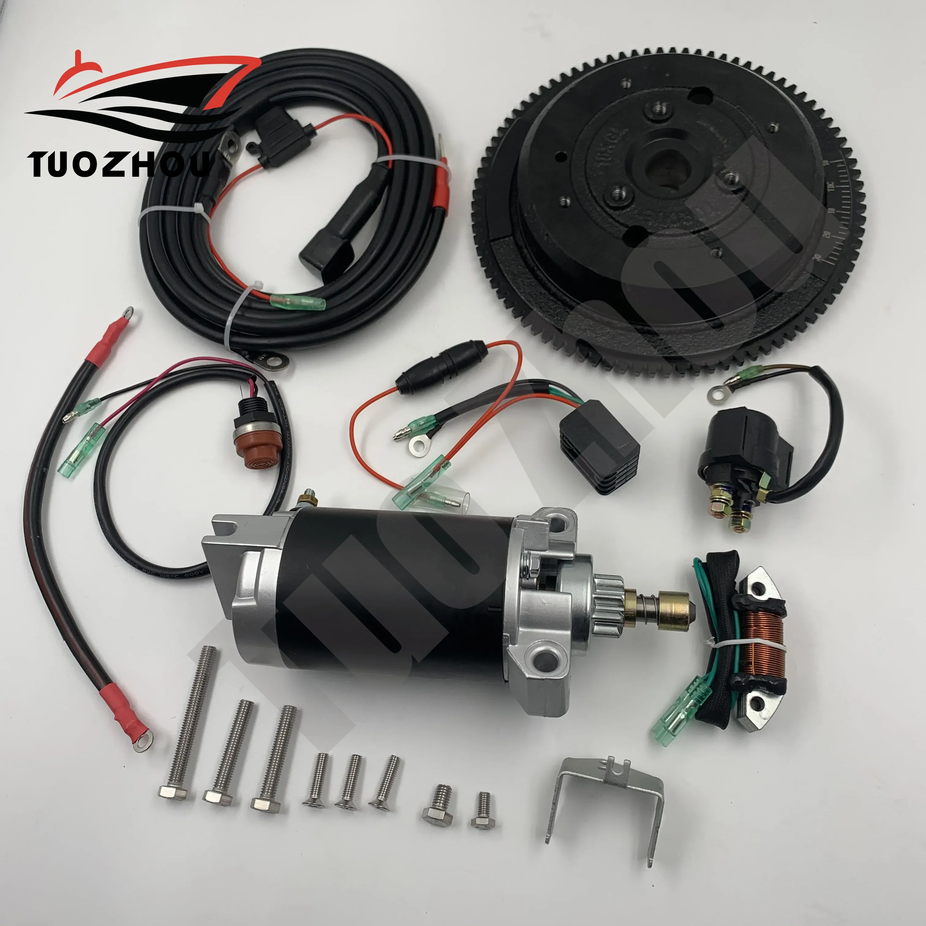 Electric Start Kit For YAMAHA outboard 40HP 2 stroke T40 hand starter refit Electric starter rotor assy starter motor 66T