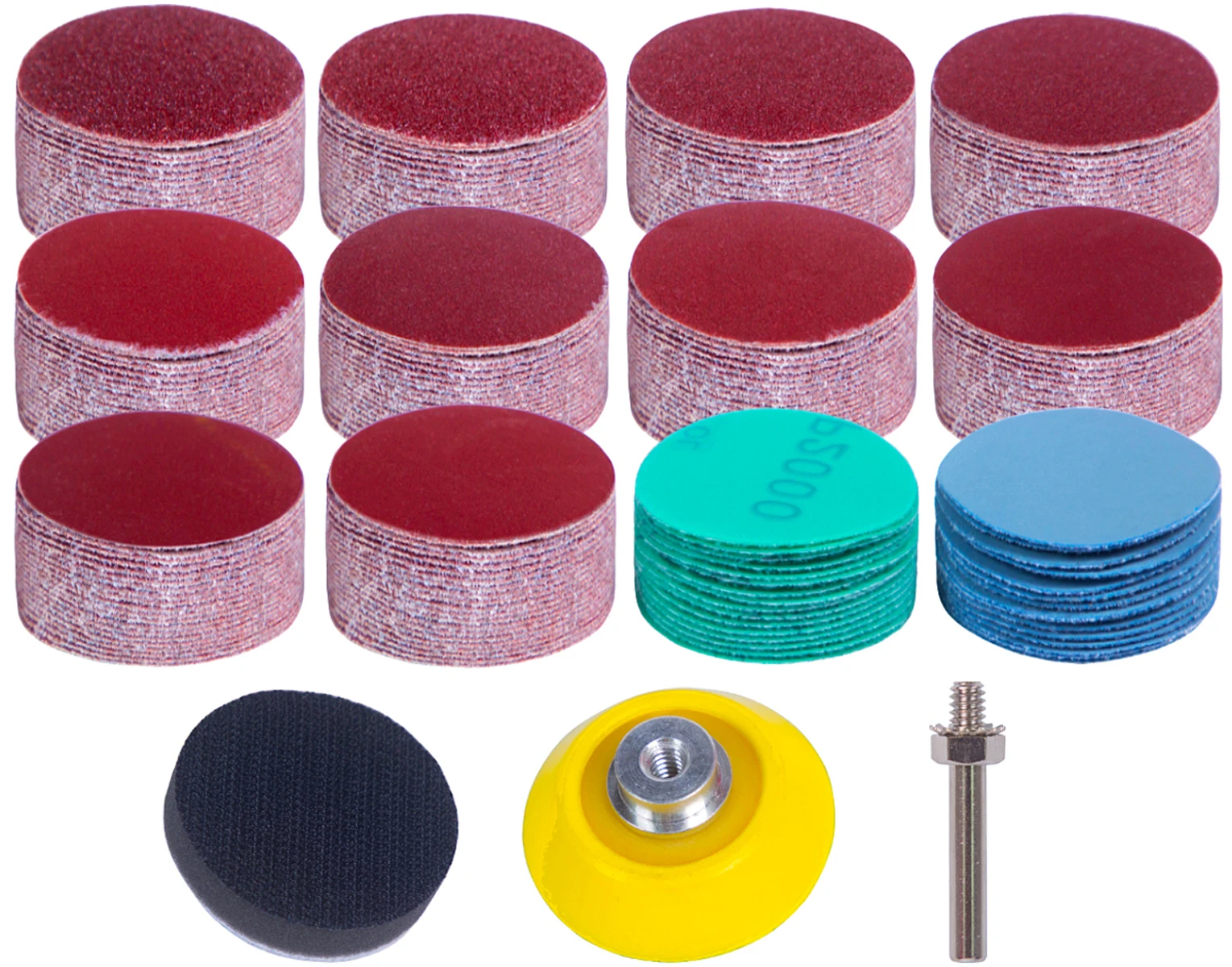 240Pcs 2 Inch Sanding Discs 60-3000 Grit Wet Dry Sandpaper, 50mm Hook & Loop Sand Pads with 1 Pcs 1/4” Shank and Backing Pad