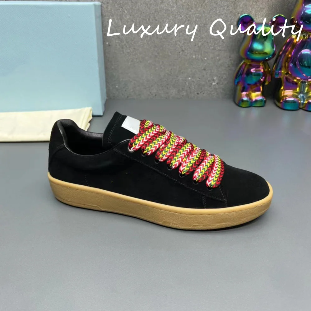 

2024 New Women's Casual Shoes Solid Color Colorful shoelaces Genuine leather material Round headed flat bottomed anti slip