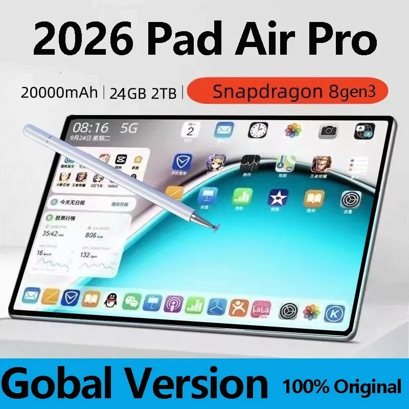 Tablet PC Original iPad Air Pro de 11 Pulgadas, Edición Global, 24GB 2TB, Android 16, 4K HD, 5G, Doble SIM, Videollamadas, Pantalla HD WIFI