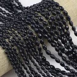 100-50pcs Black Color Faceted Oval Rice Austrian Crystal Loose Beads For Jewelry Making DIY Bracelet Necklace 4x6/6x8mm Findings