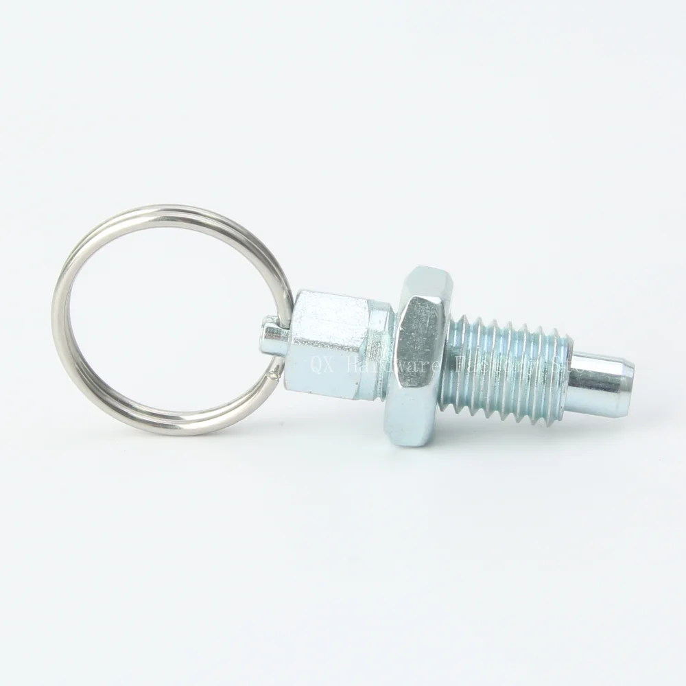 QX217 Stainless/Carbon Steel Body Short Pull Ring Hand Retractable Spring Plungers with Locking Nut