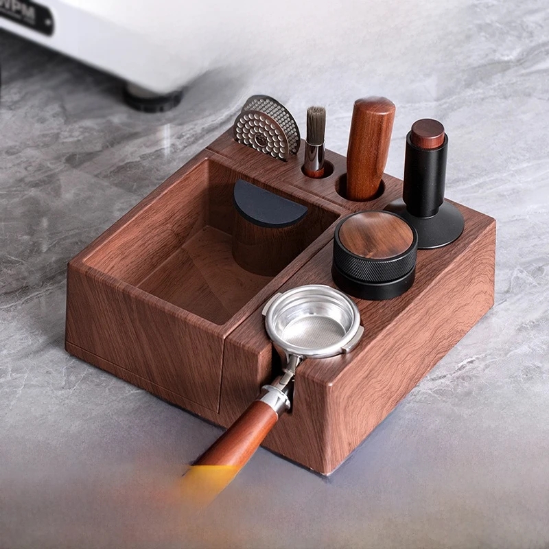 Italian coffee cloth powder maker, powder press, storage base, removable slag powder box abs wood grain multi-functional