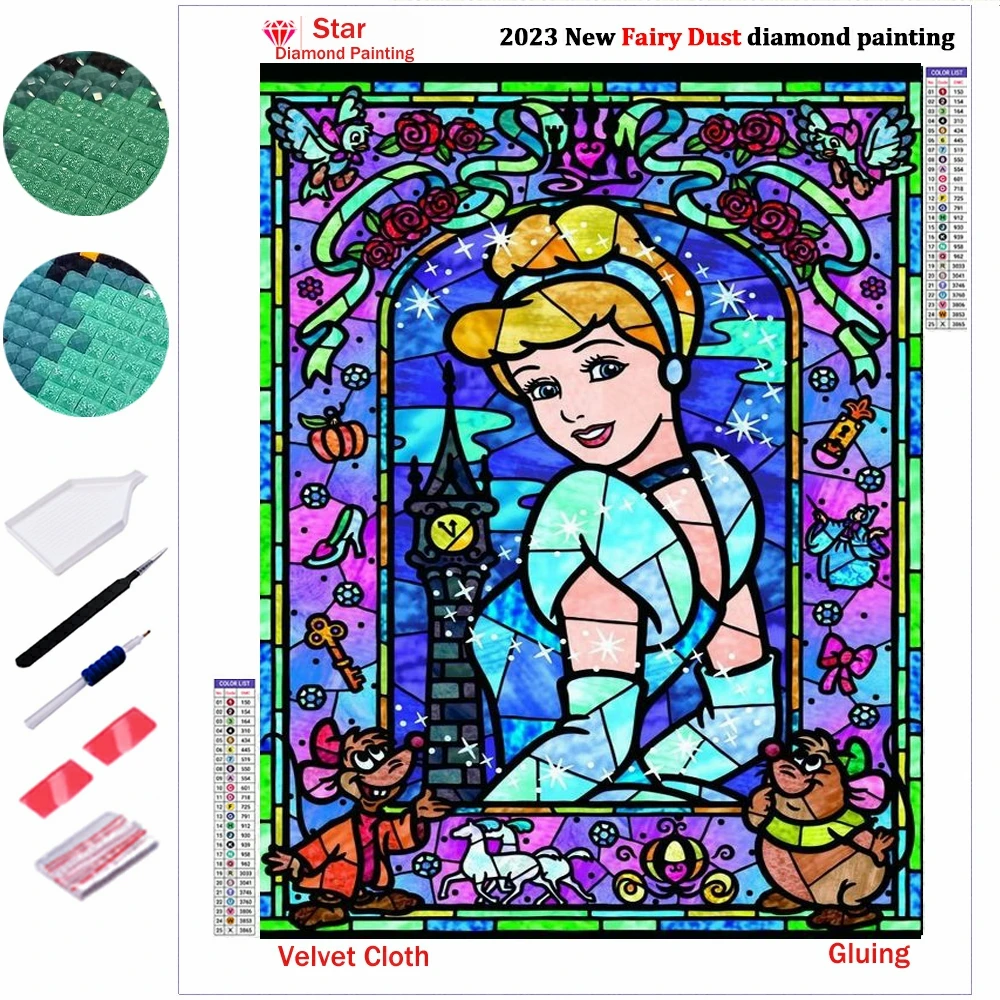 

Disney New Diy Fairy Dust Diamond Painting Kit Mickey Minnie Embroidery Crosss Stitch Picture Mermaid Princess Home Decor Gift