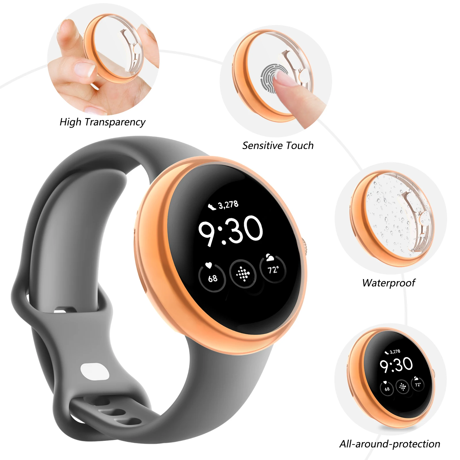 Custodia morbida in TPU per Google Pixel Watch Guscio protettivo a copertura totale per custodie ultrasottili per protezione schermo Google Pixel Watch