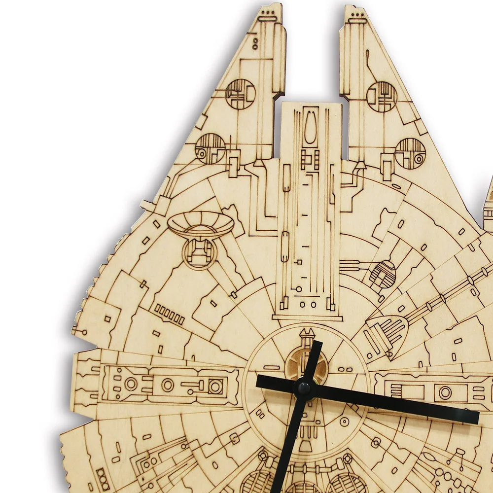 Millennium Falcon Artisan Laser Engraved Wooden Clock For Cinema Theatre Home Decor Wall Watch Starship Geek Chic Nerd Gift - Image 4