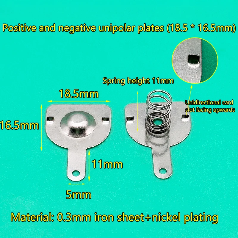 10PCS 16x16mm 18.5x16.5mm Spring Contact Sheets - 18650 Battery Box Terminals with Positive/Negative Contacts for DIY Power Kits