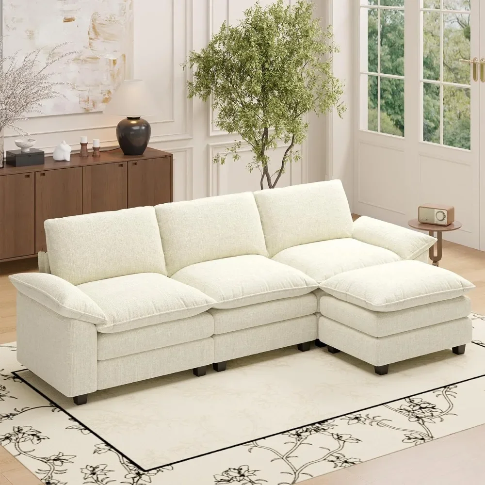 

Couch for Living Room, Modular Sofa with Ottoman, L Shaped Cloud Couches Set, Comfy Sofa Bed, Chenille Sofa