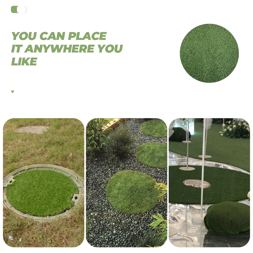 

Round Manhole Cover Decorative Artificial Grass Rug 60cm Diameter Fake Grass Mat for Outdoor Patio Area Plastic Tile Pad