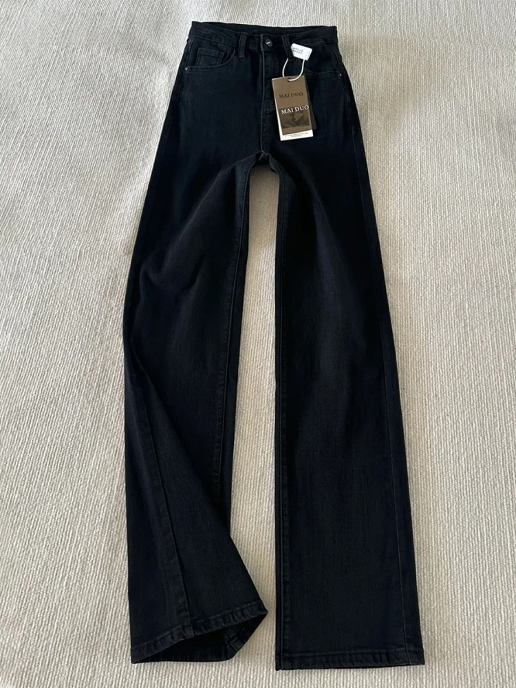 

Black High Waist Straight Leg Jeans Women's Spring New Style Pear Shape Slim Fit Narrow Version Smoke Tube Pants