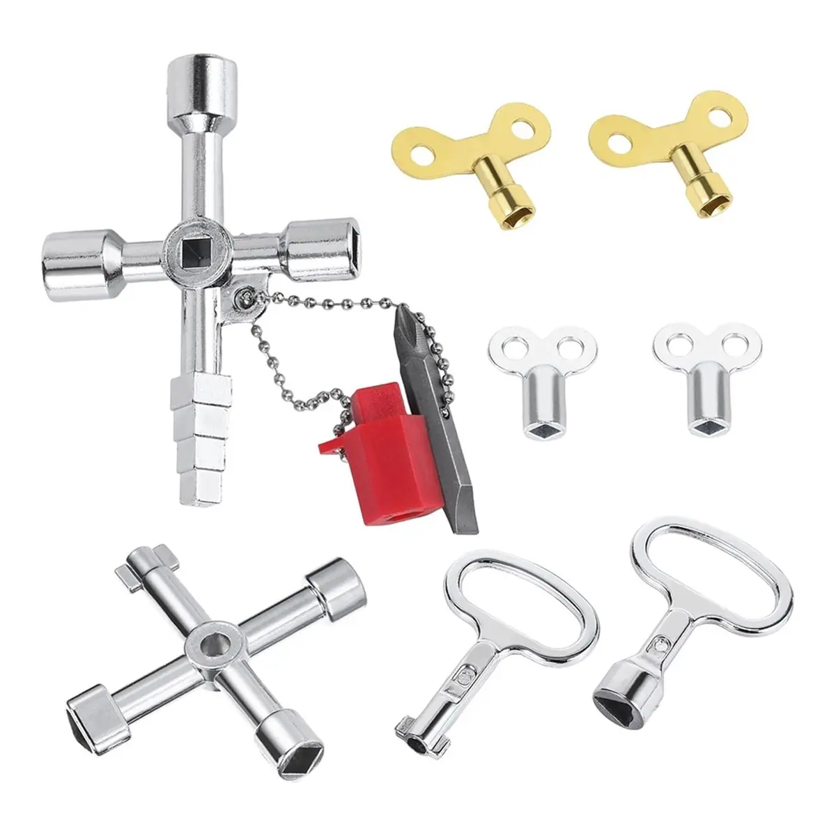 AT16 8 Piece Construction Machine Key Set, Universal Key Set, Multi-Purpose Square Wrench, for Controlling Radiators
