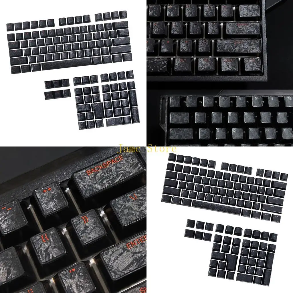 LX0B High Quality PBT Keycaps Carbon Fiber Design Side Print For Backlight Keyboards