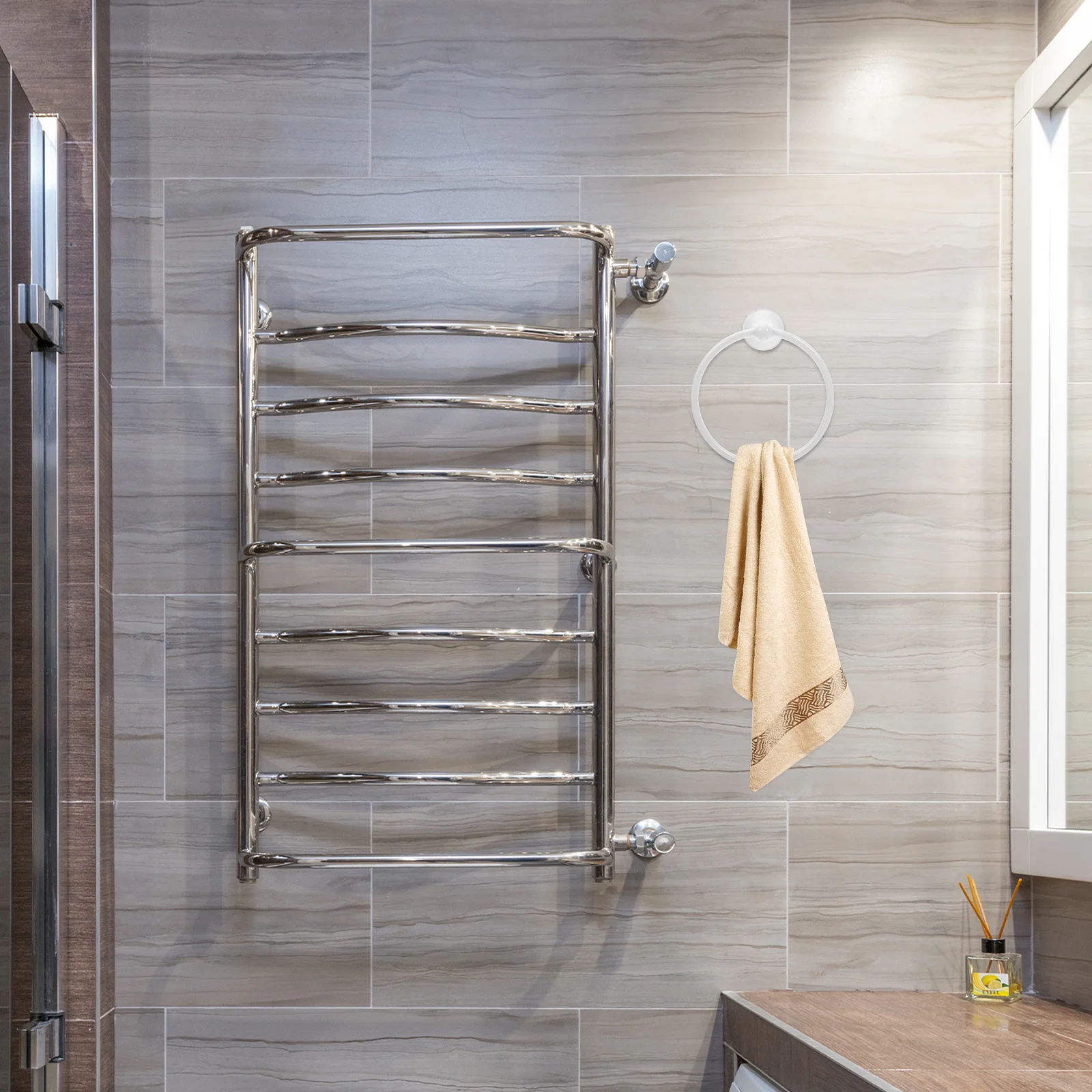 Brass Round Ring Bathroom Brushed Towel Holder Wall Mount Durable Towel Rack Decorative Bathroom Accessory