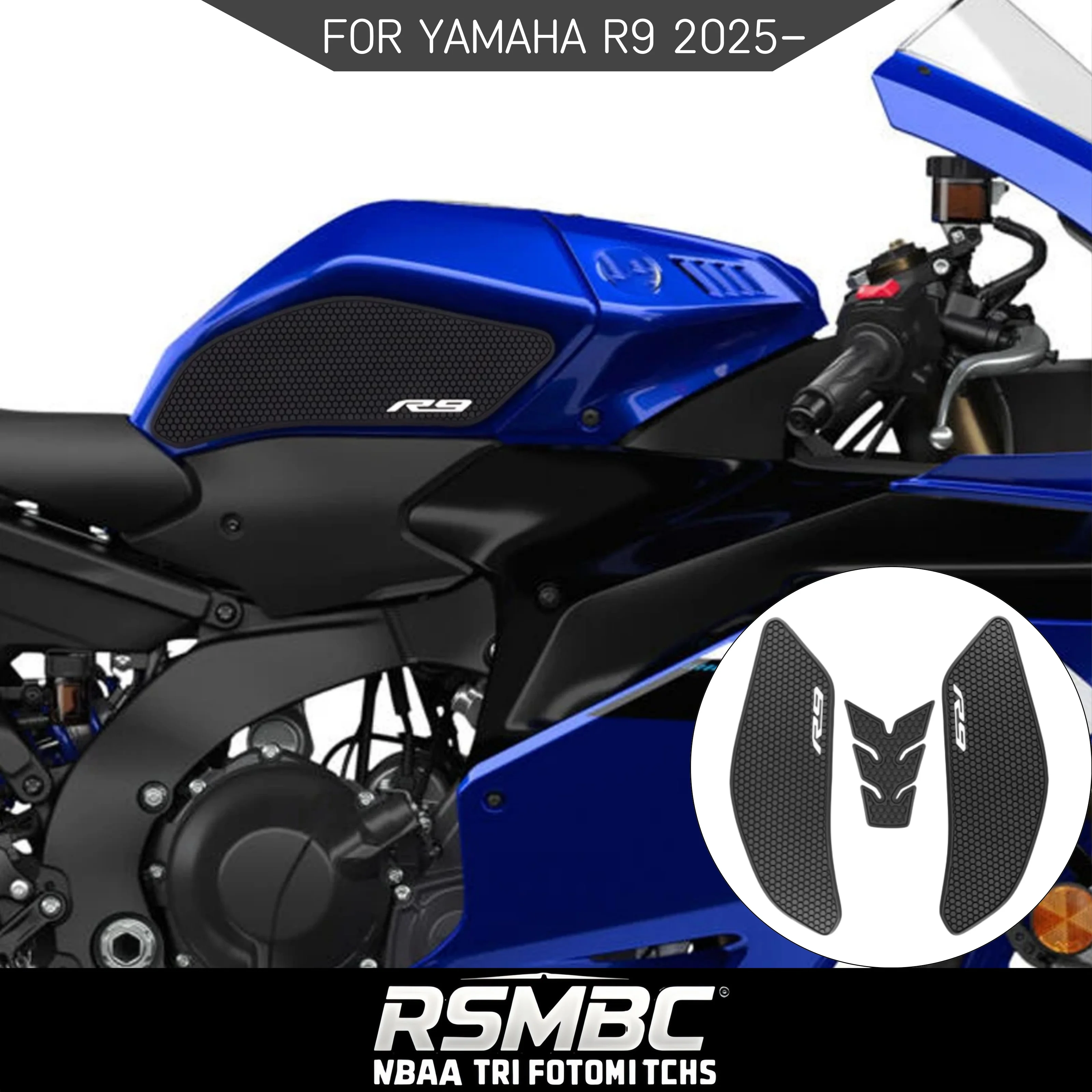 

For YAMAHA R9 2025 YZF-R9 YZFR9 Motorcycle Rubber Anti Slip Sticker, Fuel Tank Pad Anti Scratch Protection Pad