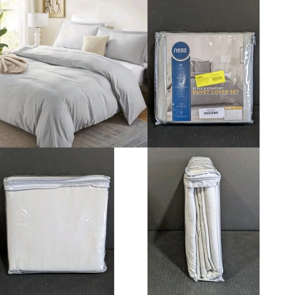 

Duvet Cover3pc Soft Duvet Cover Set with Pillow Shams Full Size 80 x 90 Gray Bedding Comforter Cover Luxury Bed Sheet Home