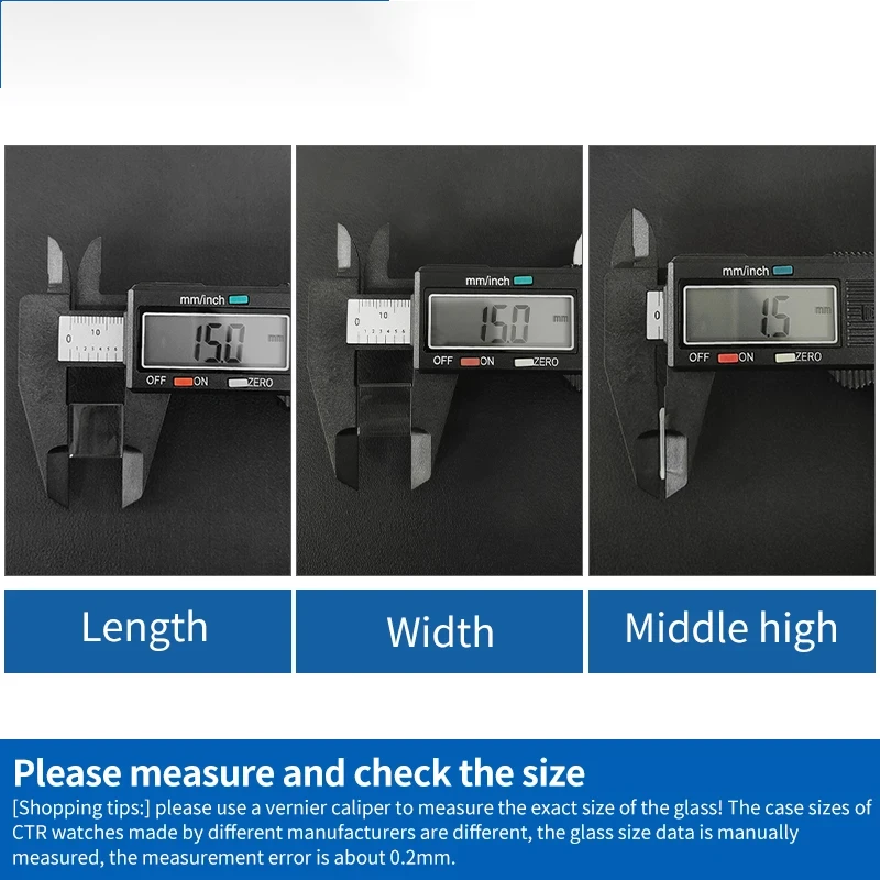 جسر مربع واحد كريستال لأجزاء ساعة كارتييه تانك زجاج معدني شفاف 15/16/17.5/18.6/20.5/23/27.5 مم مرآة ساعة