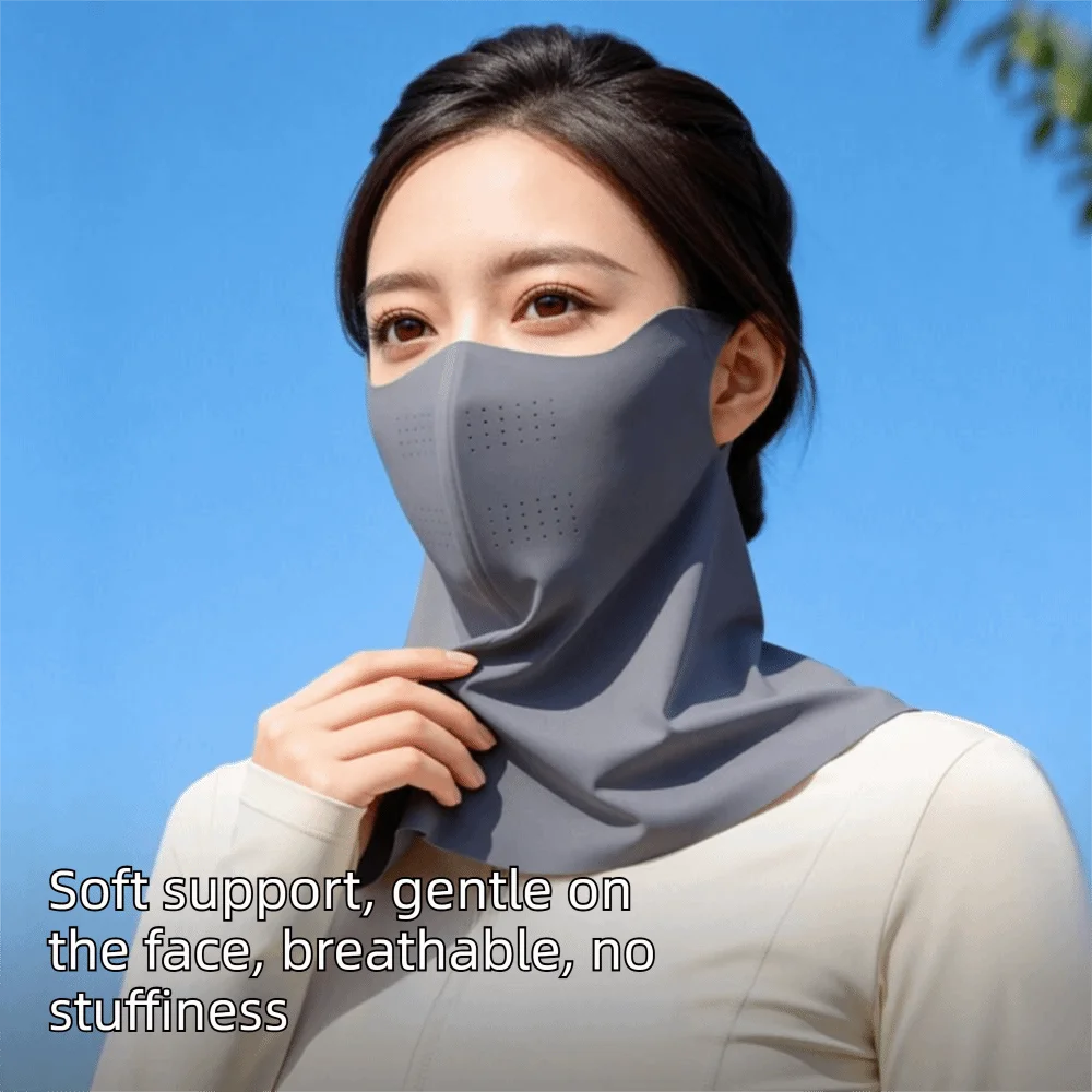 

Elastic Summer Ice Silk Mask Breathable Thin Face Cover Sunscreen Veil Solid Color Face Gini Mask Outdoor