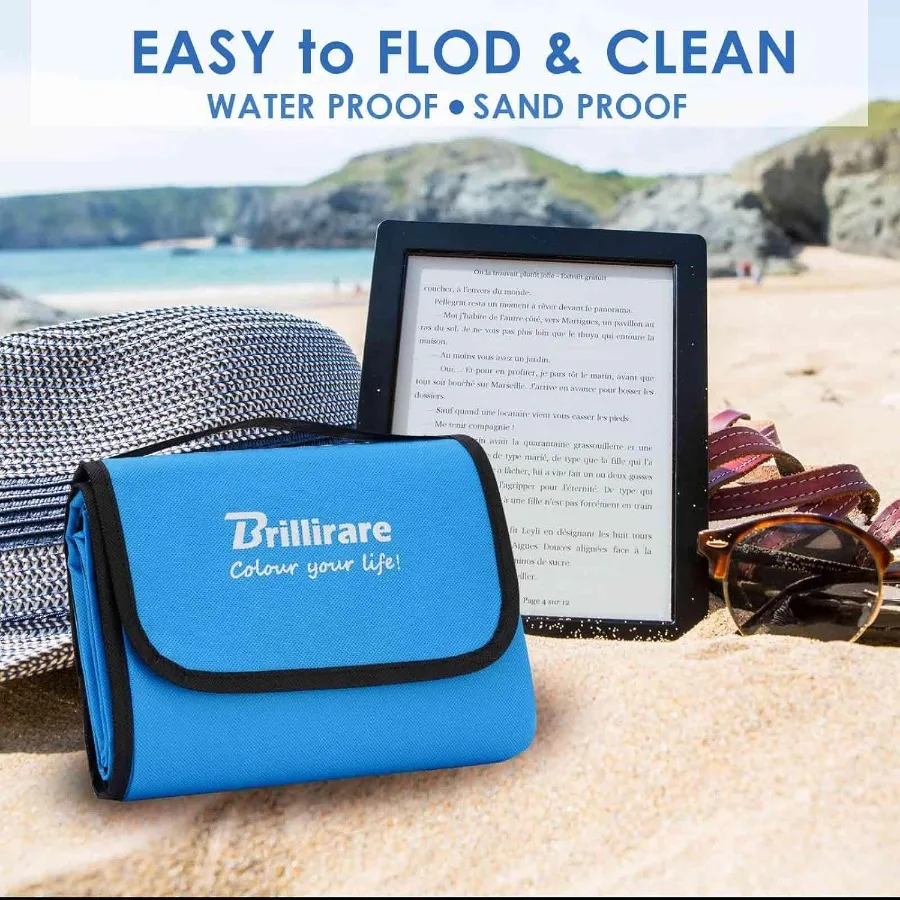 بطانية نزهة الشاطئ مقاومة للرمل بطانيات تخييم مقاومة للماء مقاس 80 × 63 بوصة كبيرة للاستخدام الخارجي بدون رمل قابلة للطي حصيرة عائلية قابلة للتعبئة #4