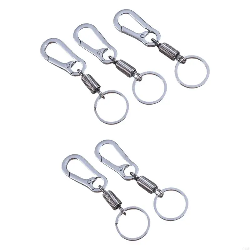 

C4DE 5pcs Solid Spring Alloys Key Rings Light weight Rusts Resistant Key Holders for Daily Use